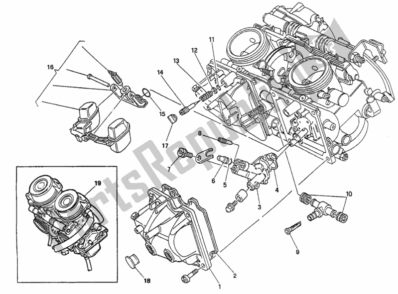 Toutes les pièces pour le Carburateur du Ducati Supersport 750 SS 1994